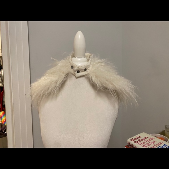 Moncler Tibetan lamb ivory scarf w snaps- NWT. - Picture 2 of 7